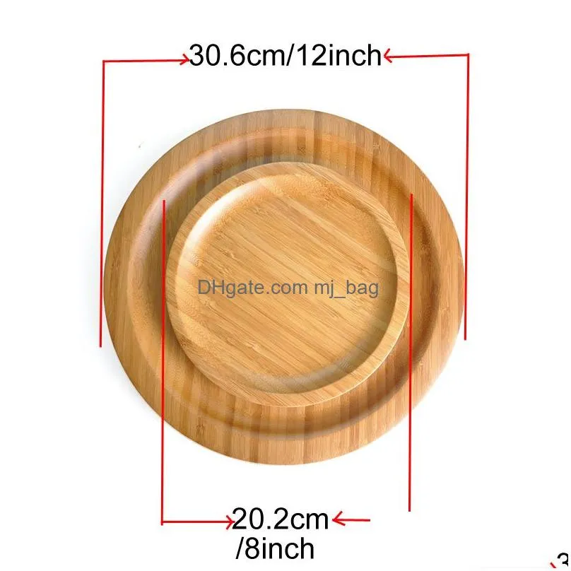 round natural two size bamboo serving trays food snack candy plate tea food server dishes water drink platter food bamboo tray dh1292