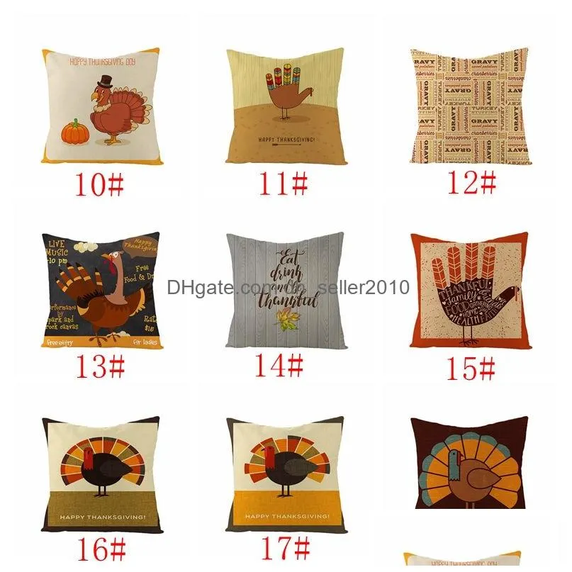 thanksgiving linen pillowcase turkey cushion cover happy thanksgiving letter print sofa throw pillow case home car pillow cover dbc