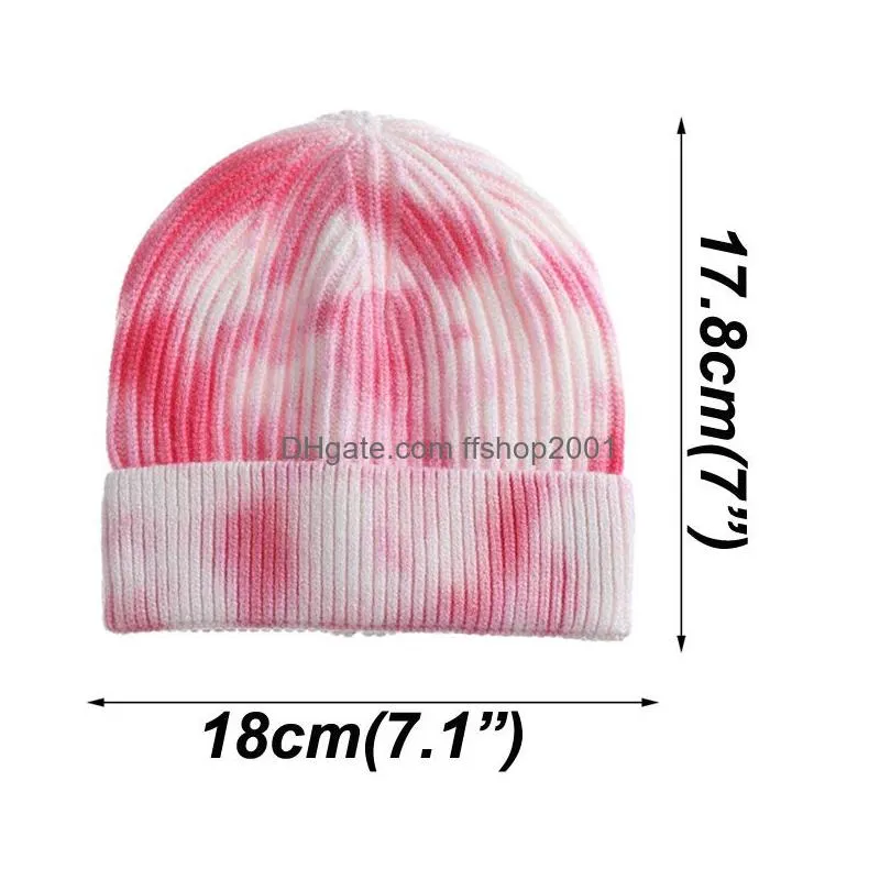 female fashion tiedye knitted hat women warm autumn winter knitted street hip hop melon cap unisex gradient beanie woolen hats vt1712