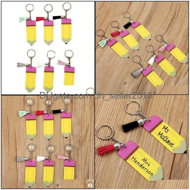 diy pencil keychain blank acrylic keyring with tassel party favor backpack hanging pendant