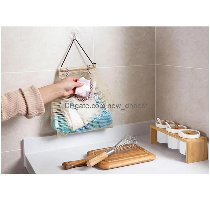 mesh bag reusable hanging kitchen fruit and vegetable storage bags mesh storage pouch durable wearresisting placesaving bags dh0367