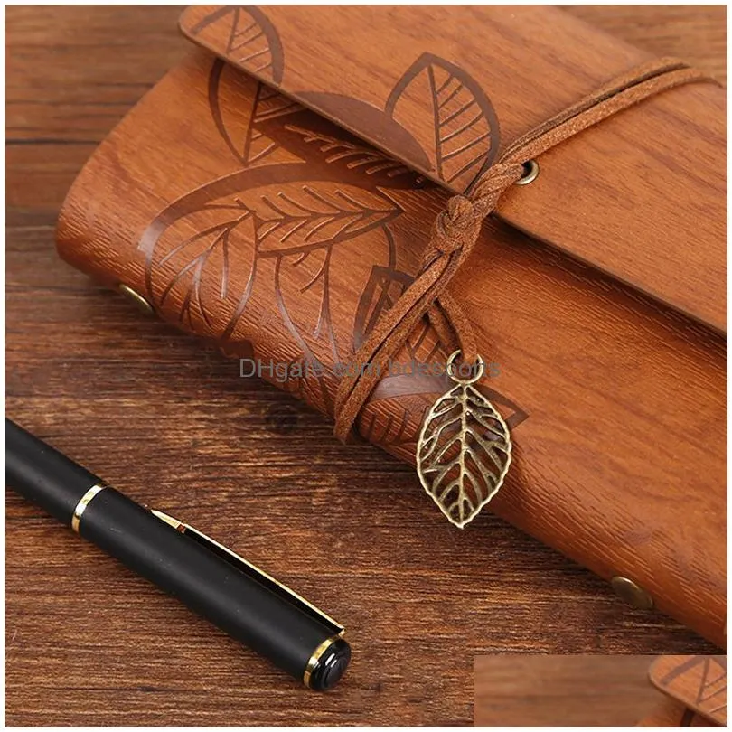 looseleaf notebook creative color bandage multicolor imitation leather material retro leaf notepad school office supplies vt1295