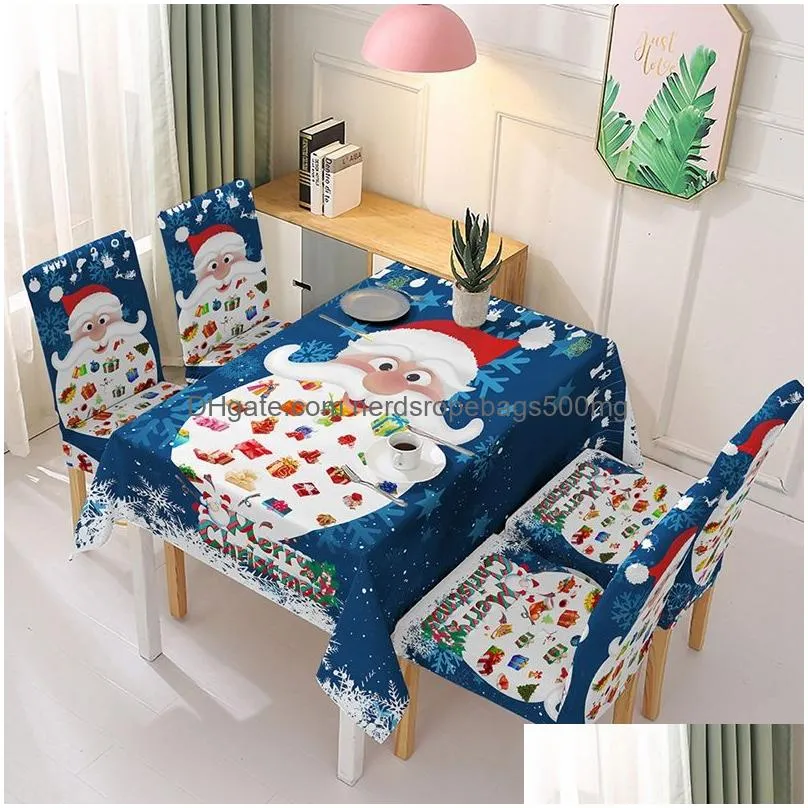 christmas chair cover tablecloth polyester caroon printed seat covers tablecloth waterproof elastic chair covers home party decor