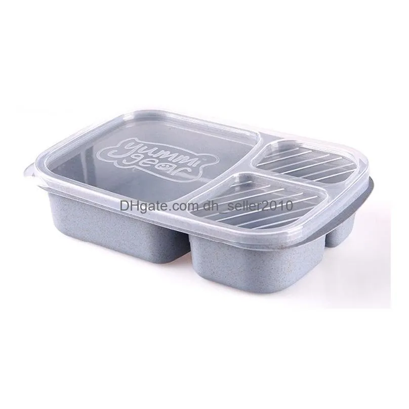 3 grid wheat straw lunch box microwave bento box food grade health lunch box student portable fruit food storage container dbc vt0629