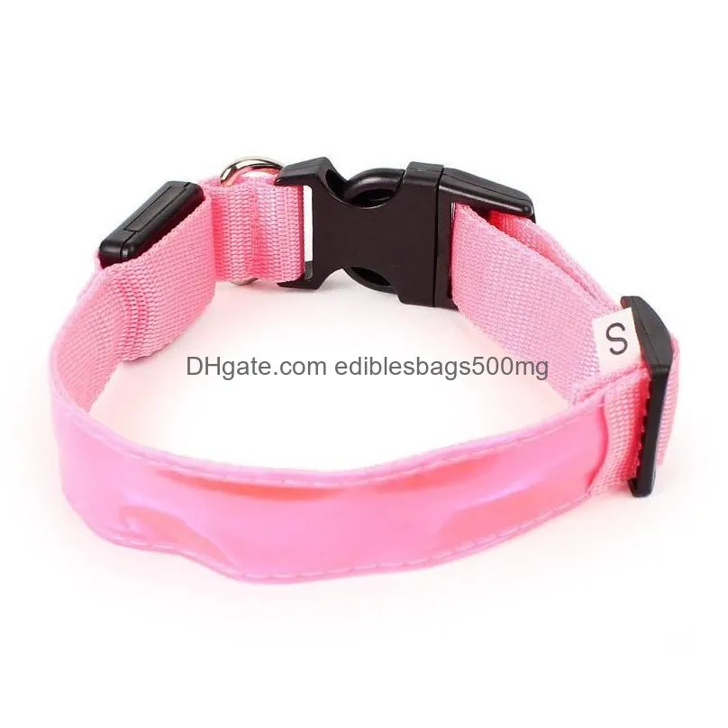 4 colors cat dog pet colorful light flashing safety adjustable collar solid color led reflective dog antilost collar led dh0272