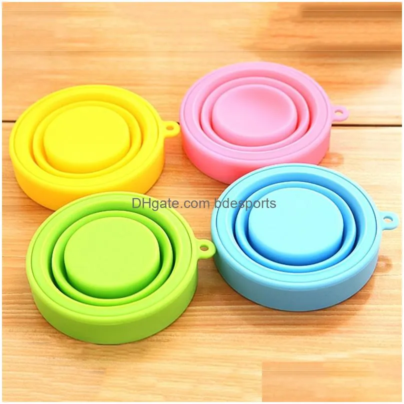 portable silicone retractable folding cup with lid outdoor telescopic collapsible drink cup travel camping water cup coffee mug vt0301