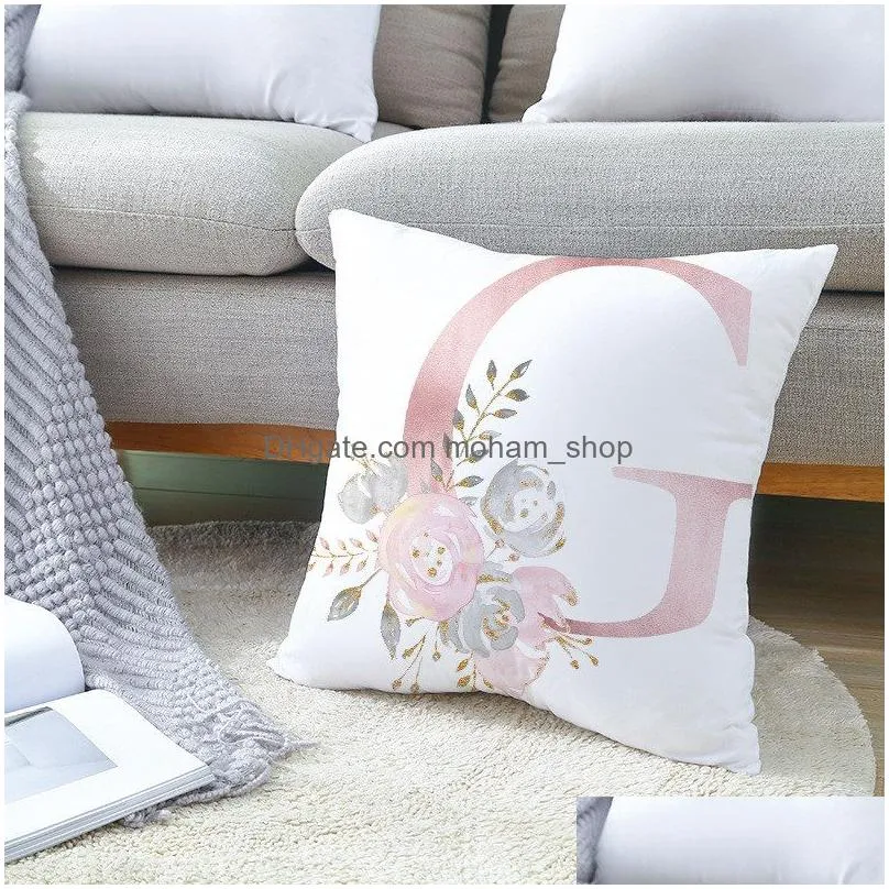 18x18inch pink letters soft pillowcase peach skin office sofa cushion pillow case living room seat decorative cushion cover vt1784