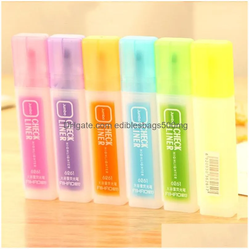 colorful fluorescent pen oblique highlighters fashion watercolor pens kawaii marker pen painting pens stationery writing supplies