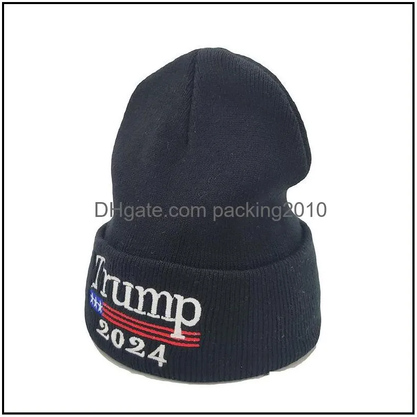 2024 donald trump knitted hat woolen caps keep america great embroidered beanies cap uni warm winter beanie