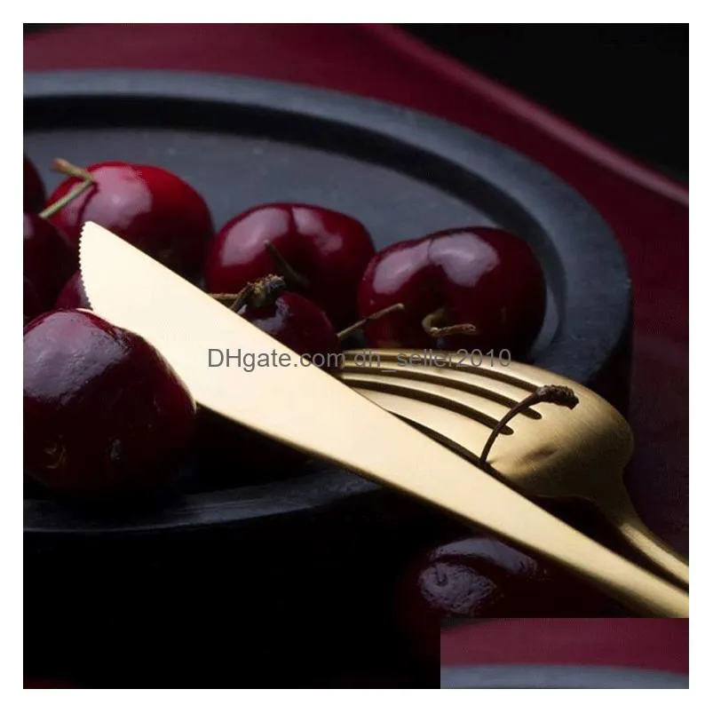 stainless steel tableware gold knife meal spoon fork chopsticks coffee spoon flatware exquisite western dinner dessert cutleries dbc