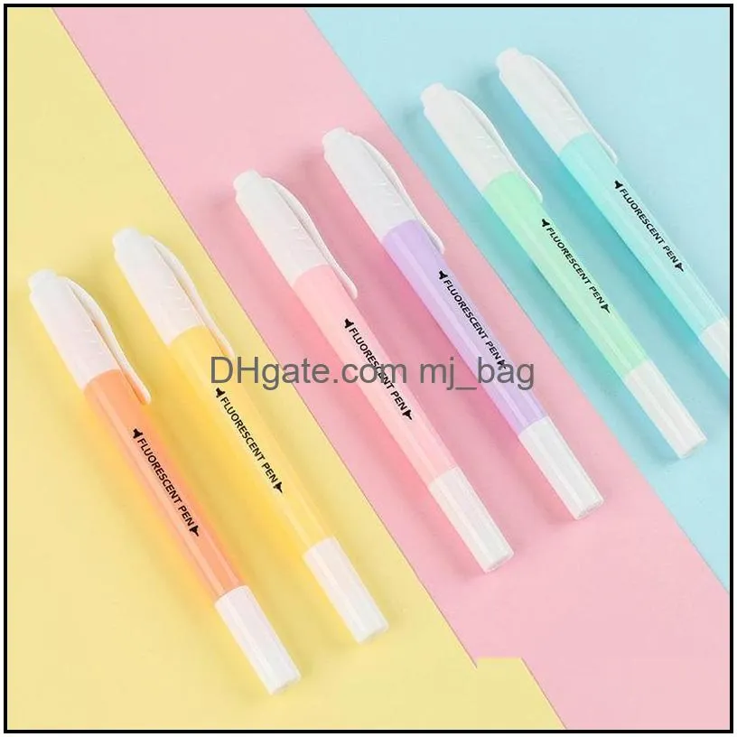 6 colors erasable highlighters pastel markers dual tip fluorescent pen for art drawing doodling marking school office stationery