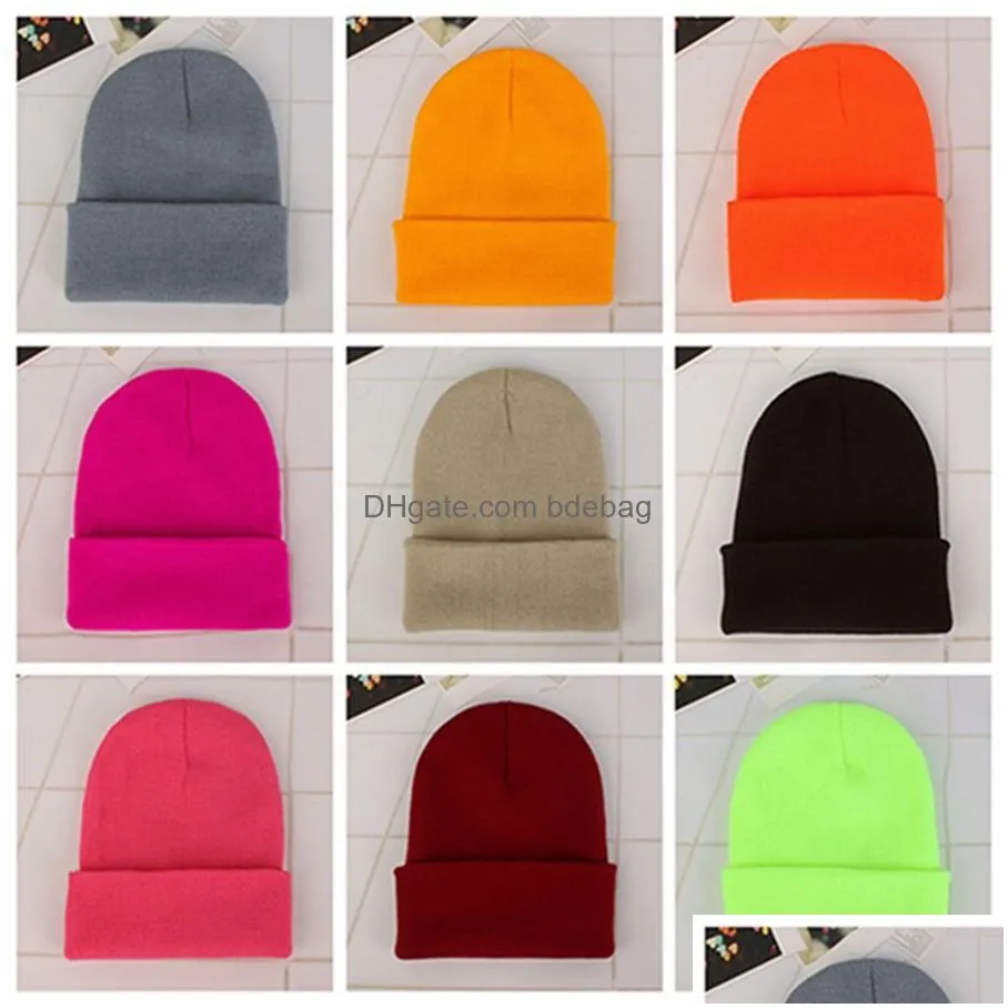 wholesale candy color beanie hat winter knitted woolen warm outdoor sports elastic decor hats slouchy beanie woolen caps vt0509