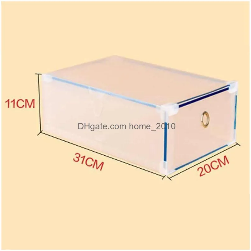 thickened storage shoe boxes plastic transparent shoes box foldable stackable dustproof drawer sort out shoes cabinet vt1437