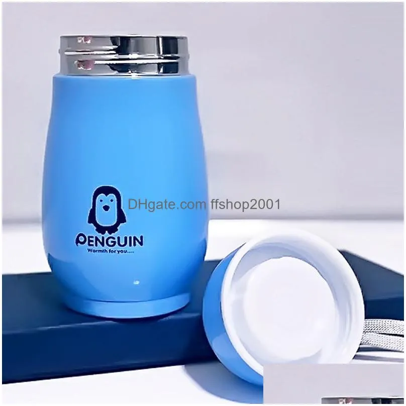 10oz penguin shape water bottle stainless steel double layer vacuum thermo cup portable tumbler travel drink kid bottle drink cup dbc