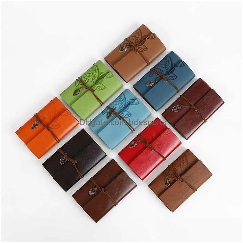 looseleaf notebook creative color bandage multicolor imitation leather material retro leaf notepad school office supplies vt1295