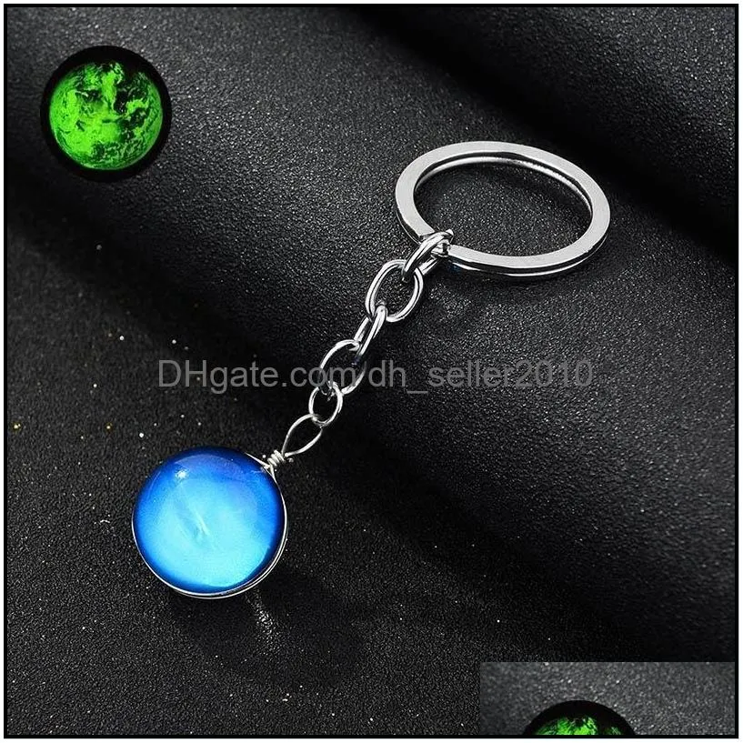 luminous keychain crafts universe glass ball cabochon keychains car bag keyrings creative keyrings jewelry gift