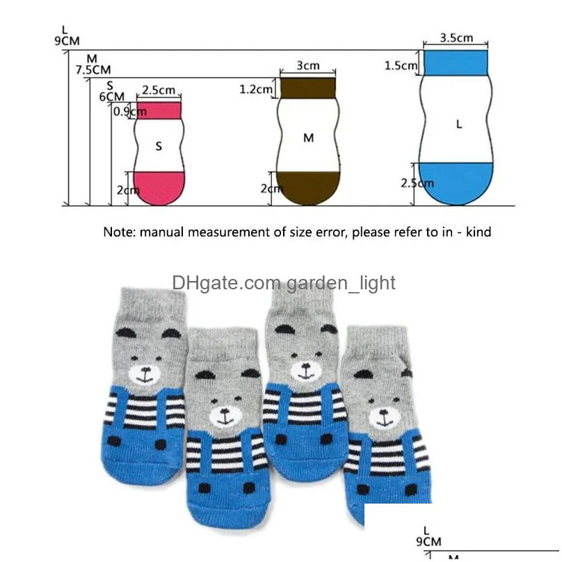 antiskid paws dirts away easy washing dog cat shoe socks pet dog socks cute 4 pcs/set indoor soft quality cotton warm dh0335