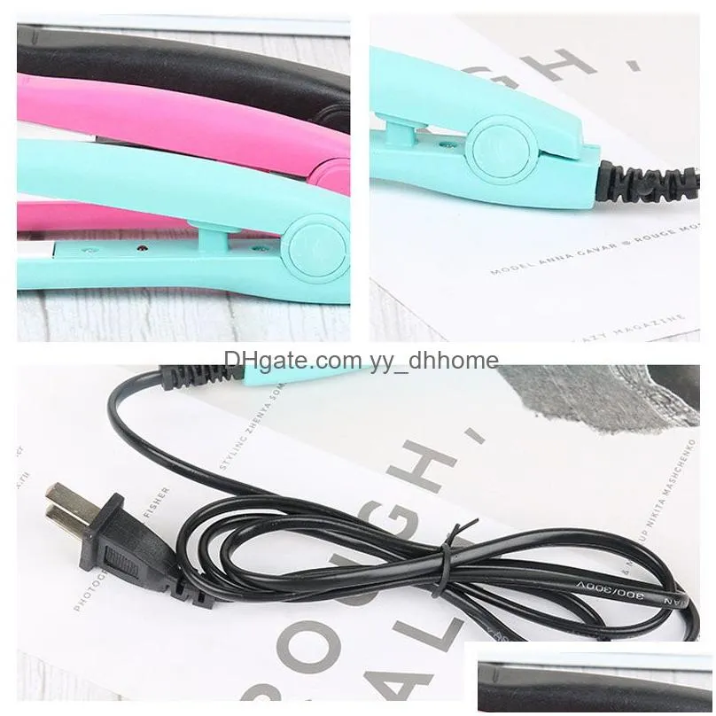 mini portable electric splint flat iron plastic hair curler straightener hair perming hairs styling appliance hair crimper dh1398