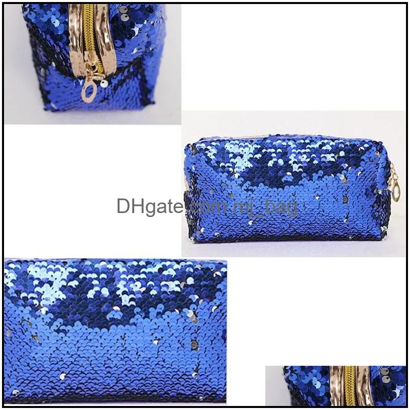 sequin cosmetic bag makeup storage bags mermaid handbag glitter coin wallet zipper pouch for women