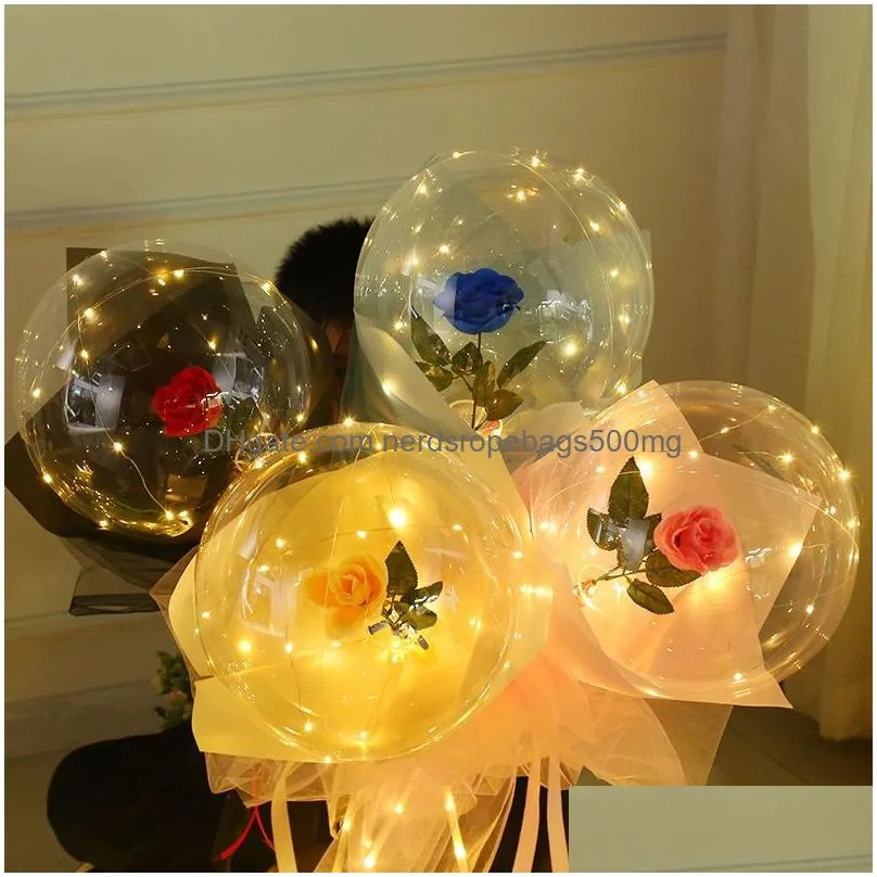 valentines day led rose ball luminous colorful bouquet balloon decorations valentines day gifts transparent ornaments vtky2257