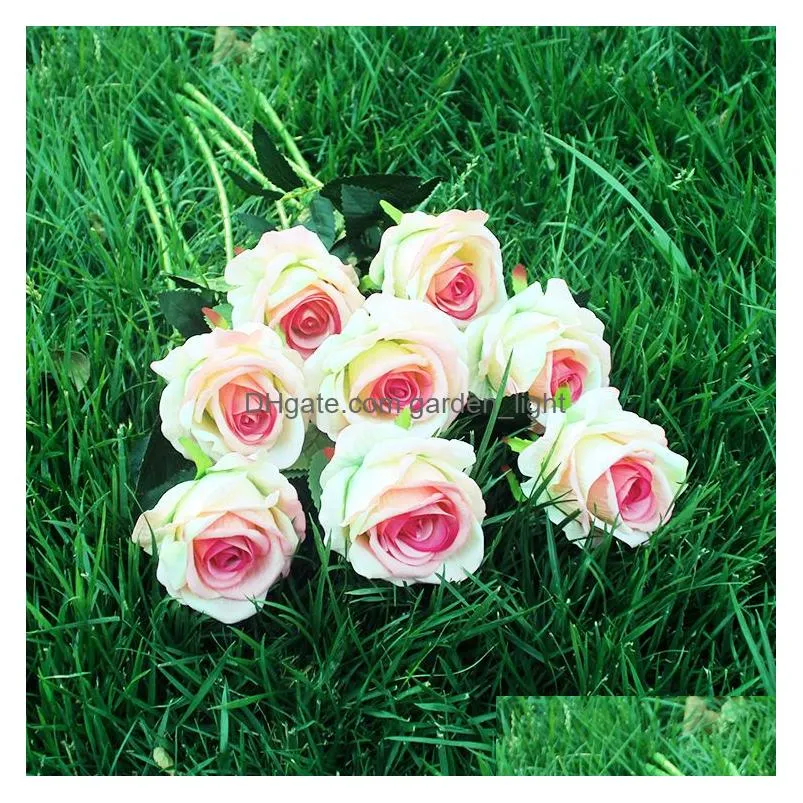 artificial flowers roses bouquet artificial rose for wedding christmas home decoration white pink blue artificial flower dbc vt0963