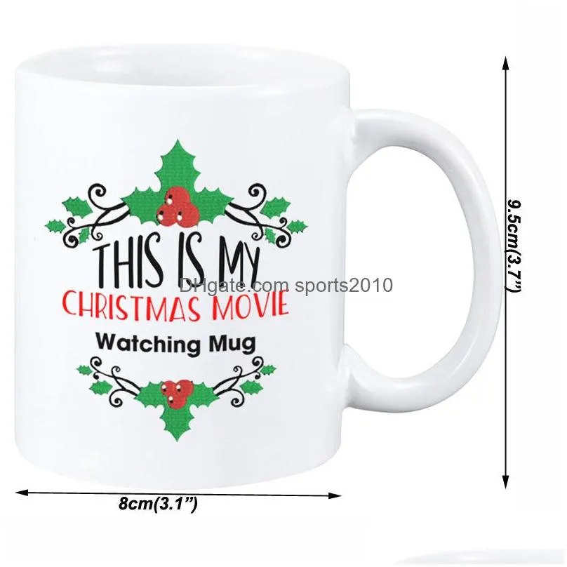 cute christmas gift cartoon cup creative doubleside printed porcelain cups happiness movies lovely fashion milk coffee cups mugs