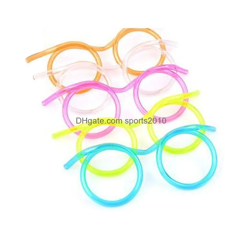 creative fun child glasses straw soft plastic straw glasses flexible drinking straws tube tool kid party supplies bar accessories