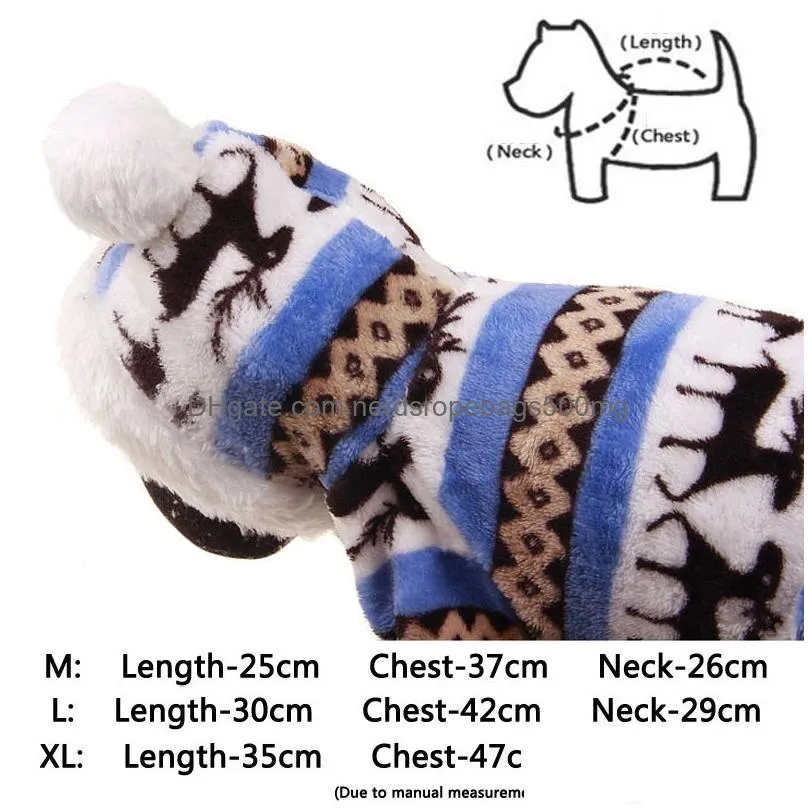 fashion pet puppy warm clothes winter pet dog coral fleece clothes dog coat hoodies reindeer snowflake jacket apparel mxl dh09841