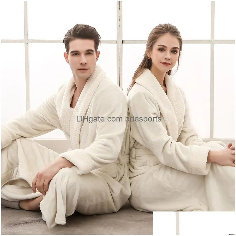 thermal luxury flannel bath robe women men couples fall winter grid plush bathrobe warm dressing gown bridesmaid robes vtky2228