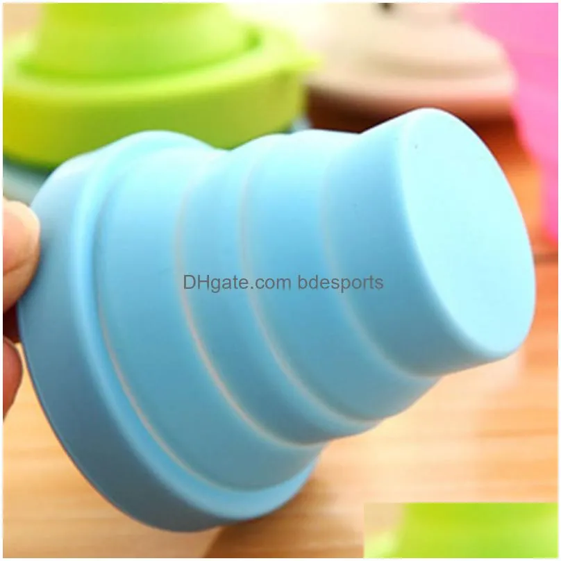 portable silicone retractable folding cup with lid outdoor telescopic collapsible drink cup travel camping water cup coffee mug vt0301