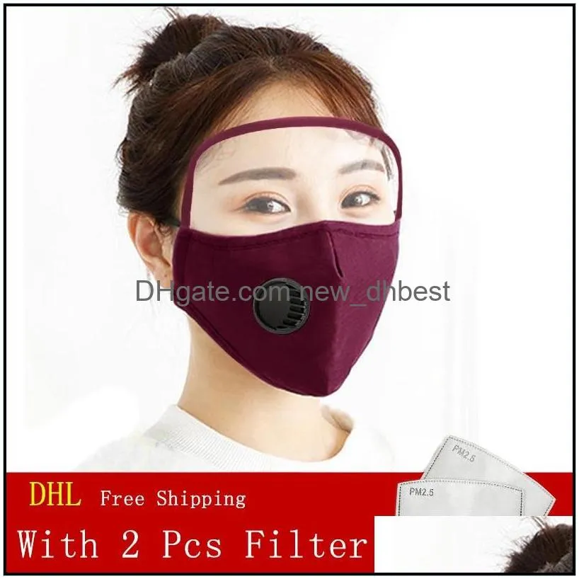 2 in 1 fashion breathing valve face mask with 2 pcs pm2.5 filter cotton masks dust and smog reusable protective masks