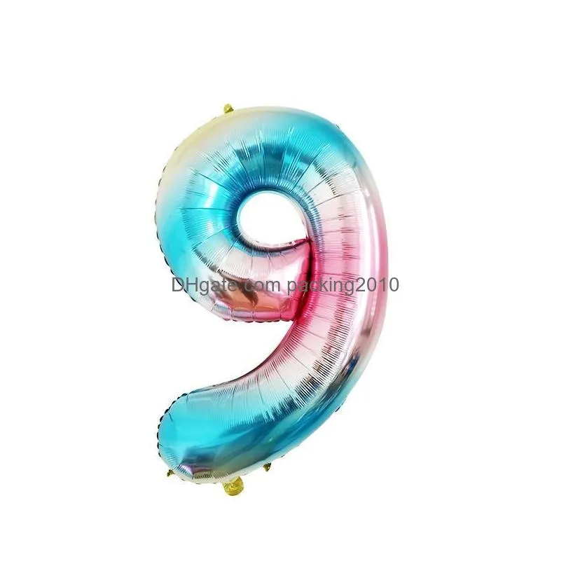 gradient number aluminum foil balloon 42inch colorful number film balloons inflatable toy helium balloon birthday party decor vt1681