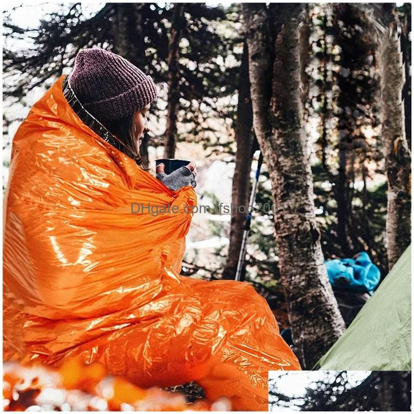 outdoor life emergency sleeping bag thermal keep warm waterproof pe aluminum ailm first aid emergency blanket camping survival tools