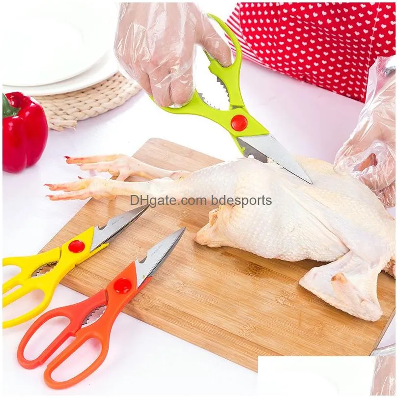 kitchen stainless steel scissors antislip handle nut pliers bottles openers chicken duck fish scaler shears vegetables shears vt1469