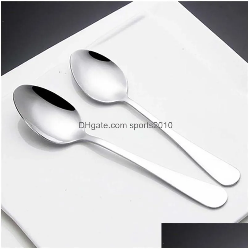 3pcs/set round oval spoon stainless steel silver flatware fork scoop set dessert forks coffee teaspoon travel dinnerware set vt1535