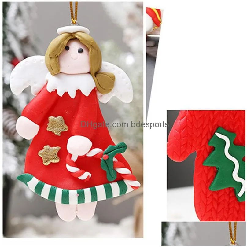 lovely christmas decoration 9cm soft clay christmas tree pendant lovely santa snowman holiday decoration props ornaments vt984