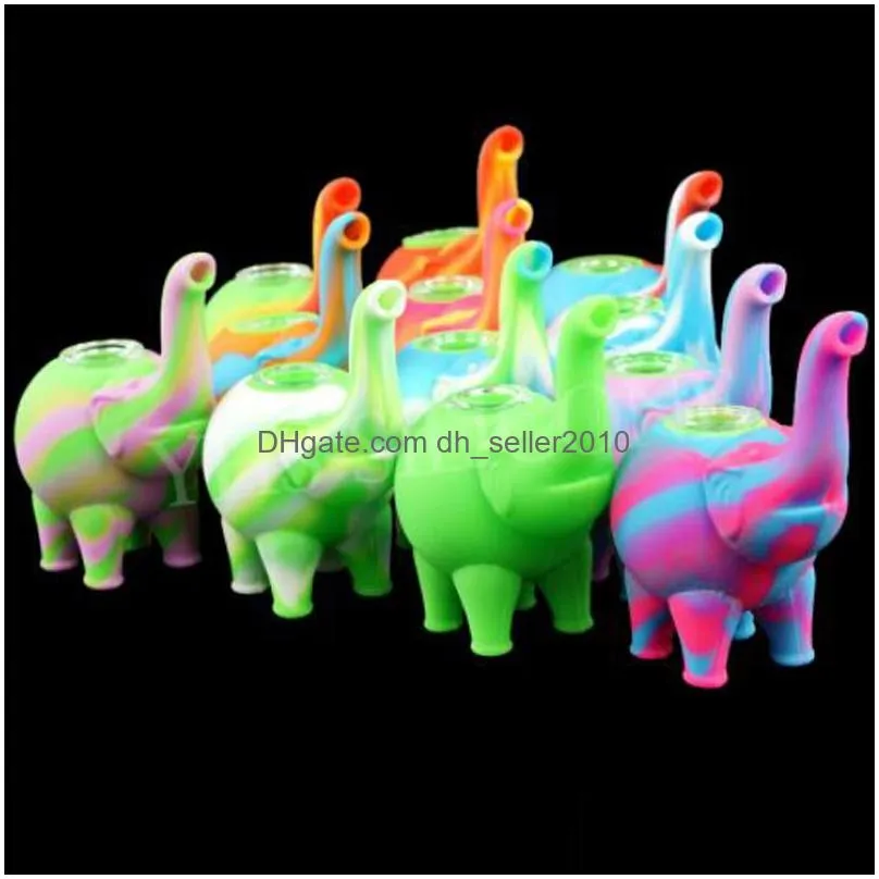 elephantshape colorful pipes camouflage detachable sealing smoking pipe silicone cigarette tobacco accessories vt1970