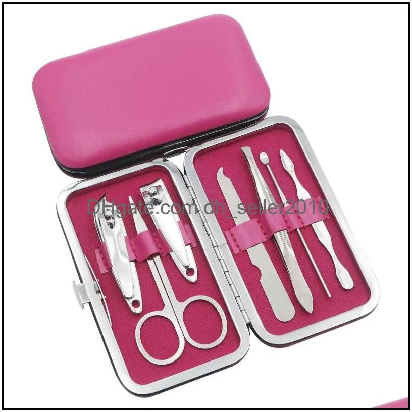 7 colors nail clippers 7 piece set nail manicure nursing tool scissors tweezer manicure set pu leather package