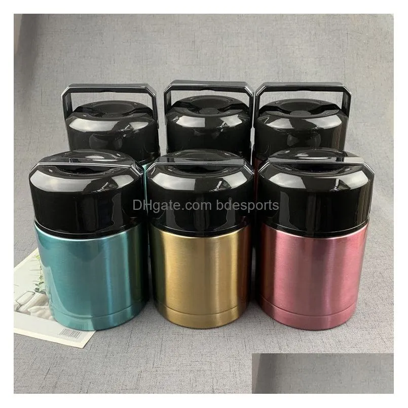 solid color vacuum insulated pot 304 stainless steel student insulated rice potportable retractable outdoor portable lunch bento box