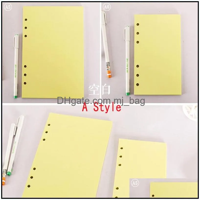 40 sheets notepads paper a5 a6 notebook index divider for daily planner colorful card papers 6 holes school supplies