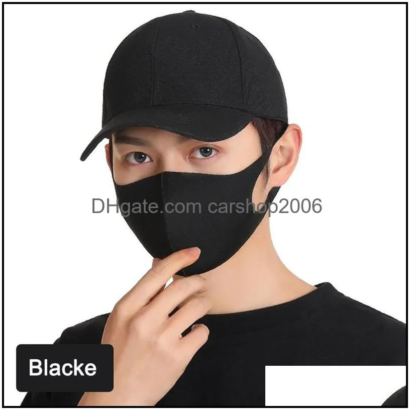 retail packaging face mask ice silk designer protective mouth cover dustproof reusable washable comfortable cotton black mask