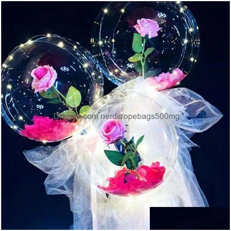 valentines day led rose ball luminous colorful bouquet balloon decorations valentines day gifts transparent ornaments vtky2257