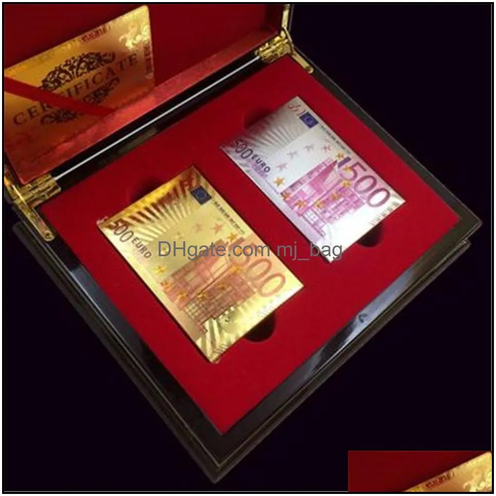 luxury gold foil dollar poker card set collection euro playing cards waterproof pound pokers with red box for gift