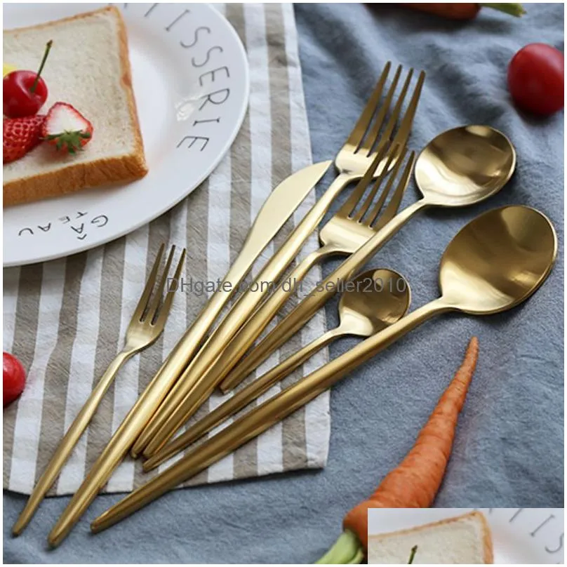 stainless steel tableware gold knife meal spoon fork chopsticks coffee spoon flatware exquisite western dinner dessert cutleries dbc