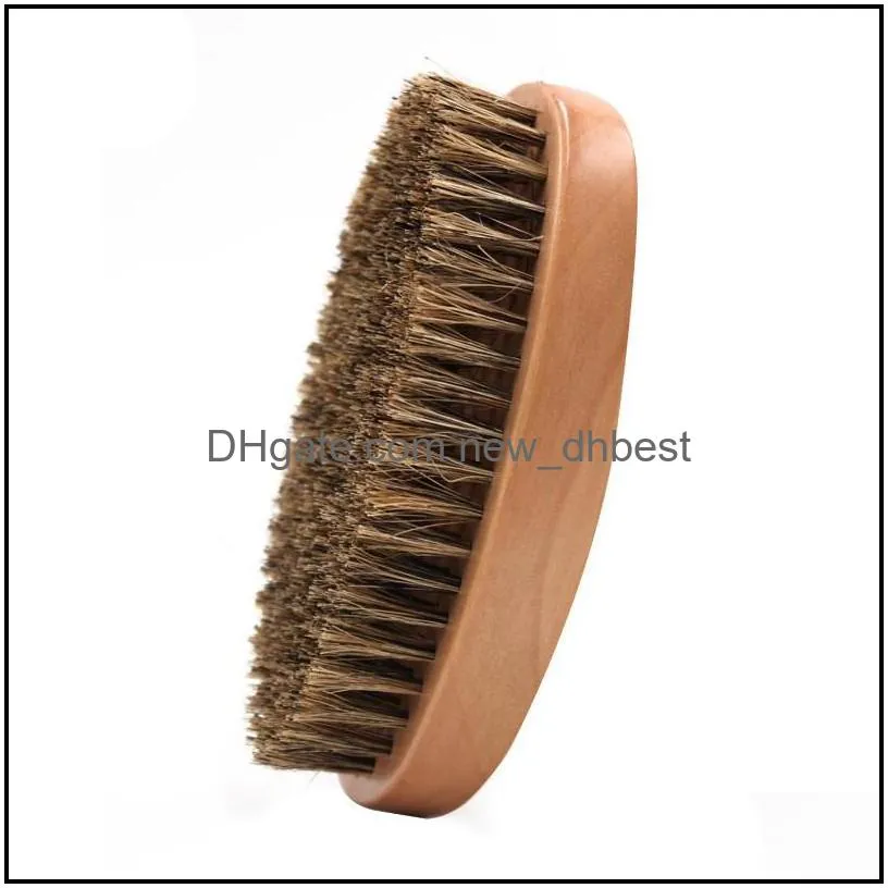 boar bristle hair beard brush hard round wood handle antistatic boar comb hairdressing tool for men beard trim