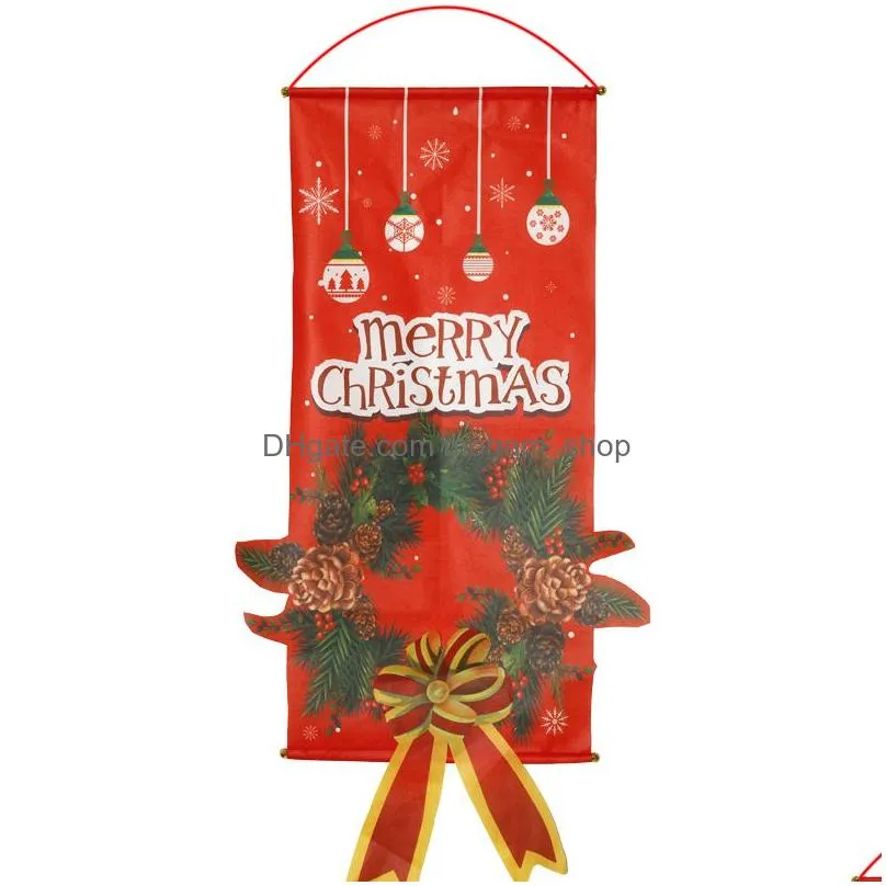 2020 christmas hanging flags lovely merry ornaments decorations home year porch shop mall sign xmas door decor hanging flags