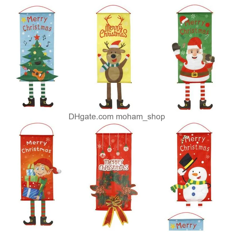 2020 christmas hanging flags lovely merry ornaments decorations home year porch shop mall sign xmas door decor hanging flags