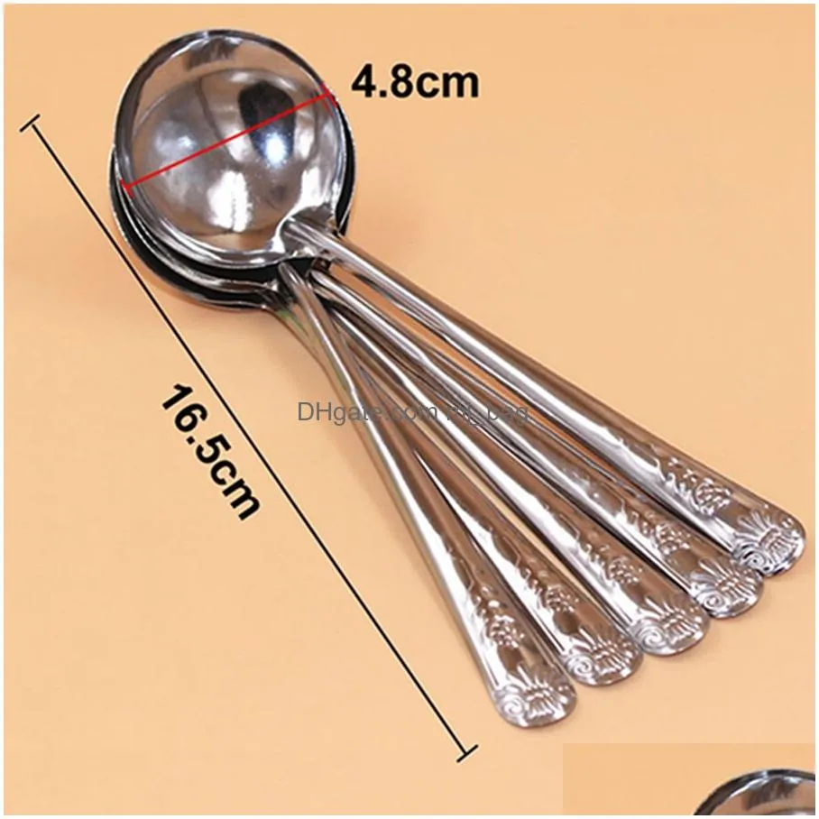 wholesale 100pcs/lot stainless steel printed handle soup spoon stainless steel spoon ecofriendly simplicity kitchen tableware dh0793
