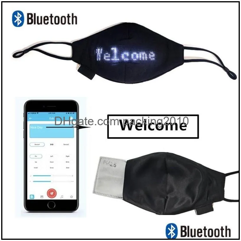 led luminous mask bluetooth programmable glowing mask with pm2.5 filter mobile phone app edit pattern christmas gift