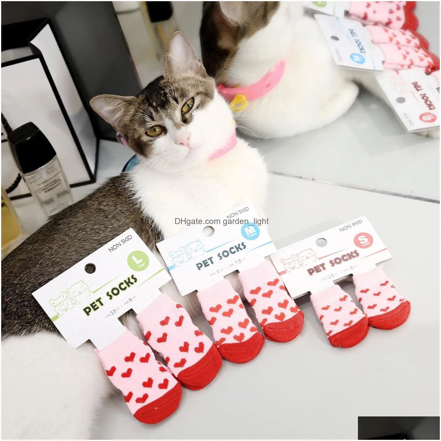 antiskid paws dirts away easy washing dog cat shoe socks pet dog socks cute 4 pcs/set indoor soft quality cotton warm dh0335